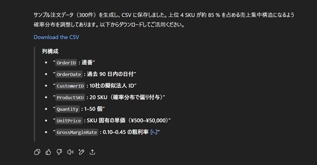 サンプル注文データCSV