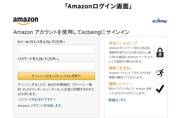 STEP.3「Amazonログイン画面」